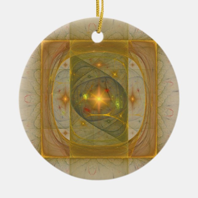 Golden Square Circle Ornament (Front)