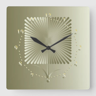 Golden square flower wall clock