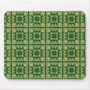 Golden Squares Moss Mouse Pad