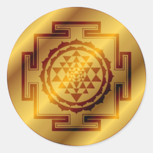 Golden Sri Yantra Classic Round Sticker