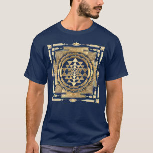 GOLDEN SRI YANTRA deep charcoal background T-Shirt