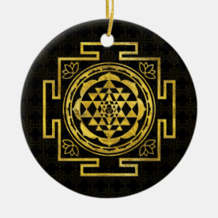 Golden Sri Yantra  / Sri Chakra Ceramic Ornament