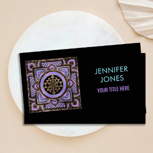 Golden Sri Yantra / Sri Chakra in pastel lotus Business Card