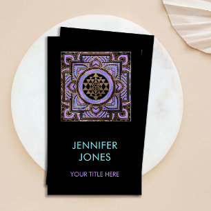 Golden Sri Yantra / Sri Chakra in pastel lotus Business Card