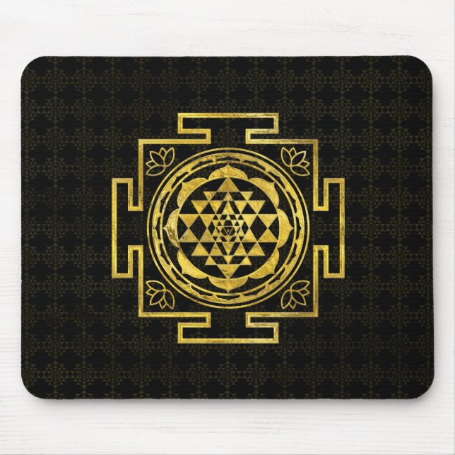 Golden Sri Yantra  / Sri Chakra Mouse Pad (Front)