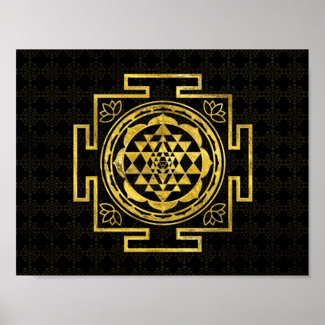 Golden Sri Yantra / Sri Chakra Poster (Front)
