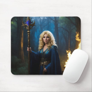 Golden Staff Sorceress of the Magic Woods Mouse Pad