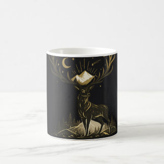 Golden Stag Moon & Mountains Forest Mug