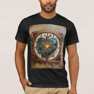Golden Stained Glass Heart Steampunk Series T-Shirt
