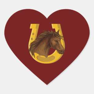 Golden Stallion Heart Sticker