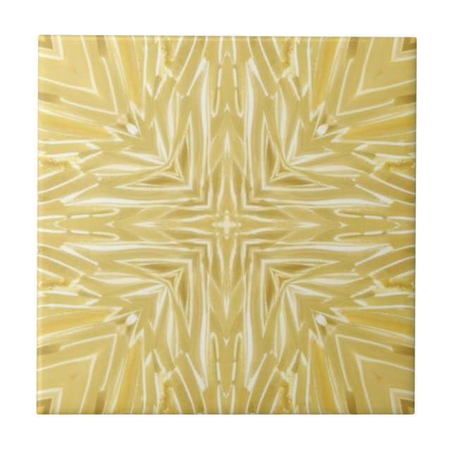 Golden star 4-pointed geometric design ceramic tile (Front)
