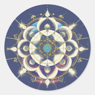 Golden Star Alignment – A Sacred Geometry Universe Classic Round Sticker