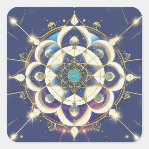 Golden Star Alignment – A Sacred Geometry Universe Square Sticker