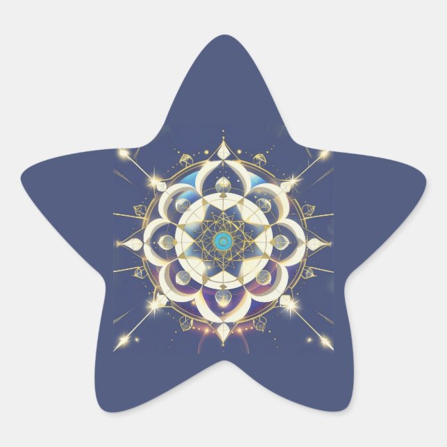 Golden Star Alignment – A Sacred Geometry Universe Star Sticker (Front)