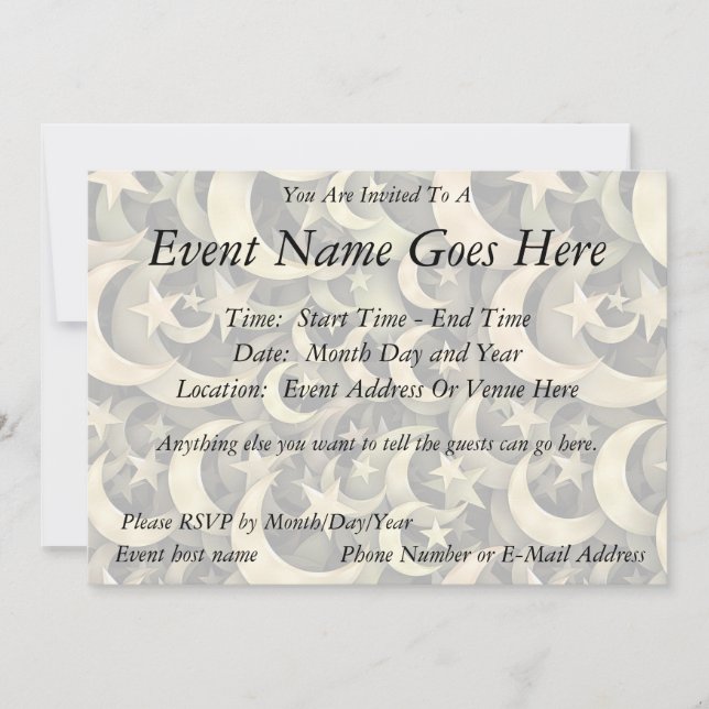 Golden Star and Crescent Invitation (Front)