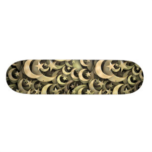 Golden Star and Crescent Skateboard