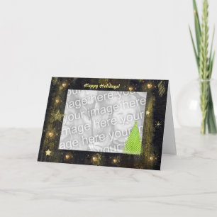 Golden Star and Green Tree Holiday Card