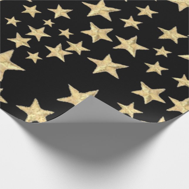 golden star black wrapping paper (Corner)