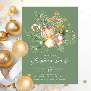 Golden Star Christmas Party Invitation