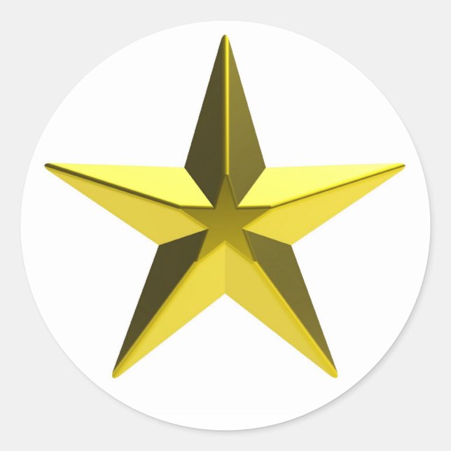 Golden star classic round sticker (Front)