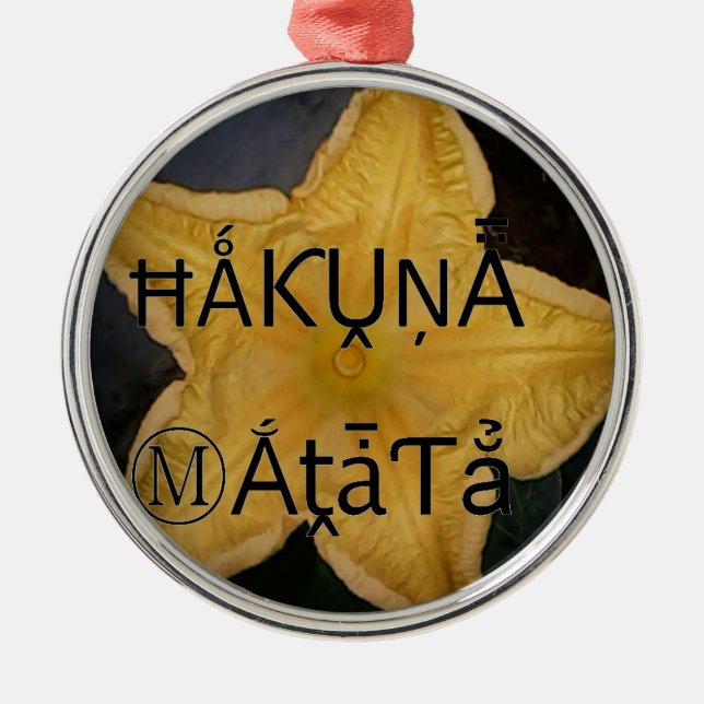 Golden Star Hakuna Matata Art Print Metal Ornament (Front)