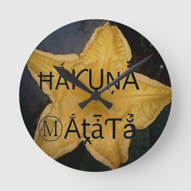 Golden Star Hakuna Matata Art Print Round Clock (Front)