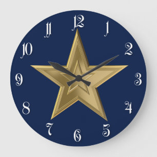 Golden star large clock