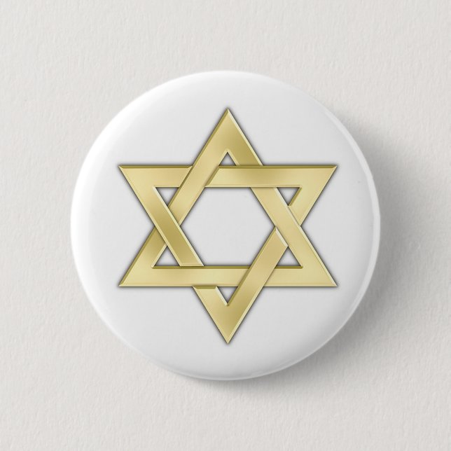 Golden Star Of David 6 Cm Round Badge (Front)