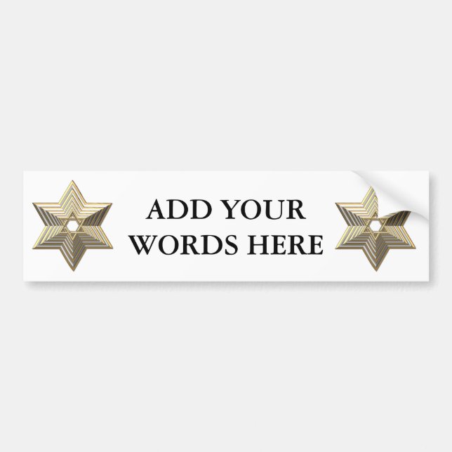 Golden Star of David Bumper Sticker (Front)