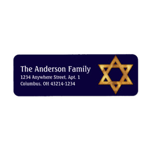 Golden Star of David Hanukkah Address Labels d1