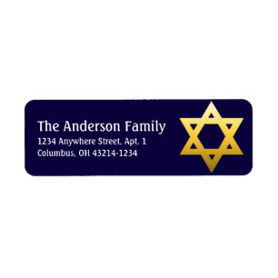 Golden Star of David Hanukkah Address Labels d2
