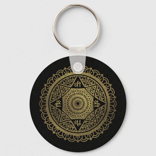 Golden  Star of Lakshmi - Ashthalakshmi  Sri Key Ring (Front)