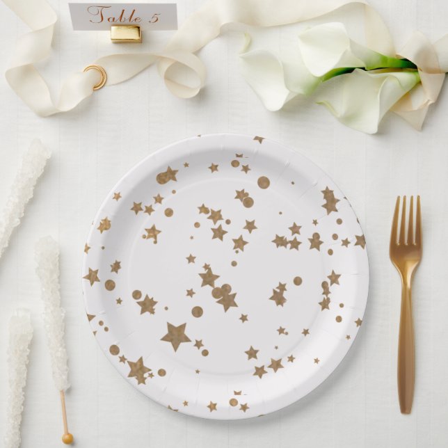 Golden star paper plate (Wedding)