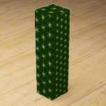 Golden Star pattern on a green background Wine Box<br><div class="desc">Golden star pattern on a beautiful textured green background. Perfect for wrapping your holiday presents.</div>