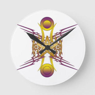 Golden Star Round Clock