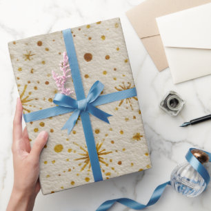 Golden Star Wrapping Paper Elegant Holiday and C