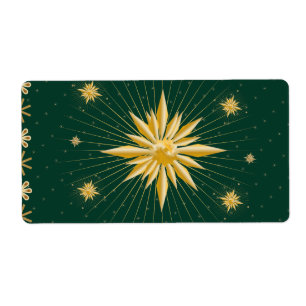 Golden Starburst Floral Pattern on Deep Green – El