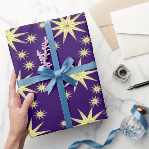 Golden Starburst Night  Wrapping Paper