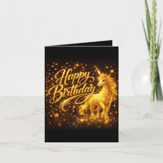 Golden Stardust Birthday — Fantasy Unicorn Invitation
