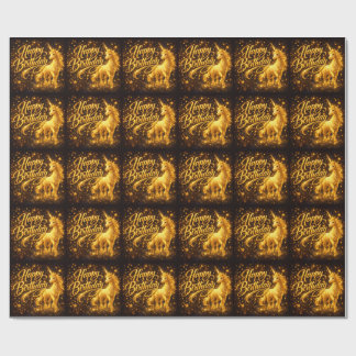 Golden Stardust Birthday — Fantasy Unicorn Wrapping Paper