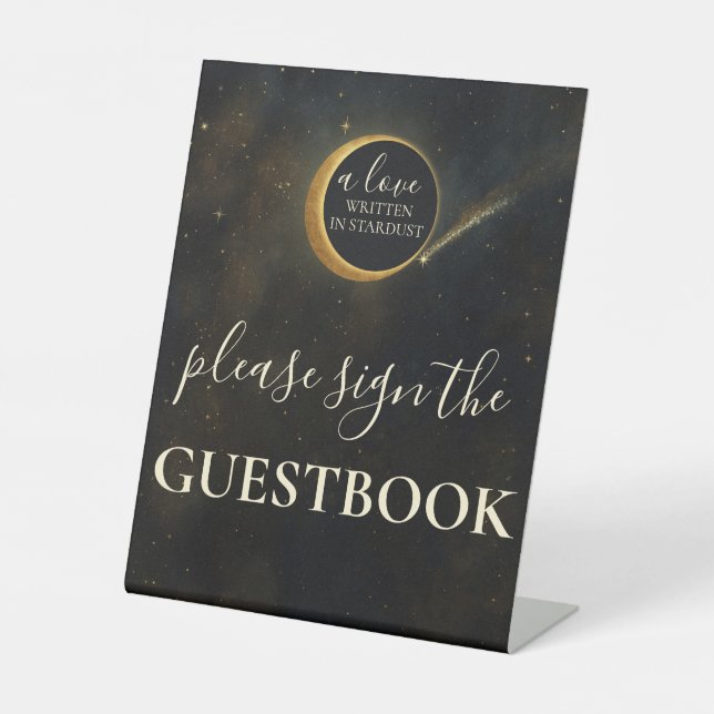 Golden Stardust Eclipse Celestial Wedding Sign (Front)