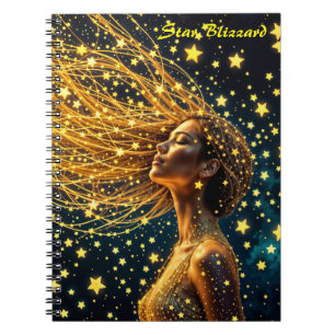 Golden stardust fashion beauty girl glow sky notebook