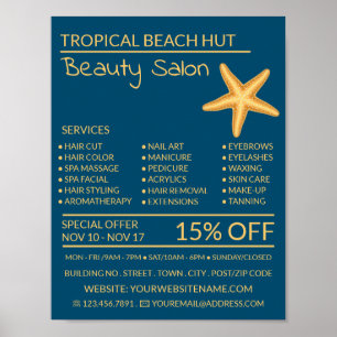 Golden Starfish, Beautician, Beauty Salon Advert Poster