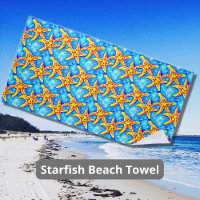 Golden Starfish on Blue