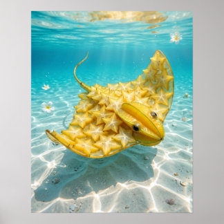 Golden Starfruit Stingray Poster
