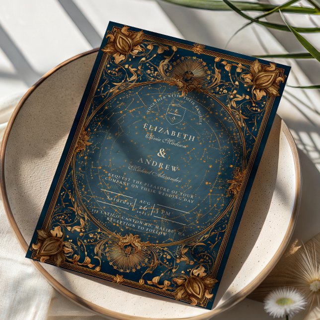 Golden Starry Night Wedding Invitation (Creator Uploaded)