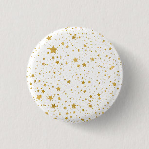 Golden Stars2 -Pure White- 3 Cm Round Badge