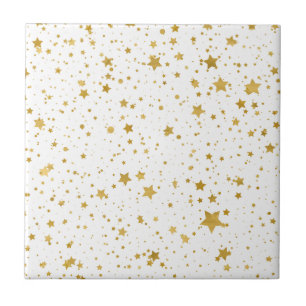 Golden Stars2 -Pure White- Ceramic Tile