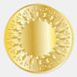 Golden Stars and Circles Classic Round Sticker