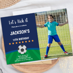 Golden Stars Ball Soccer Birthday Invitations